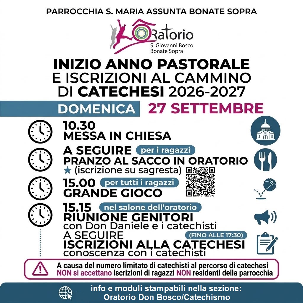 inizio catechismo 2026 27