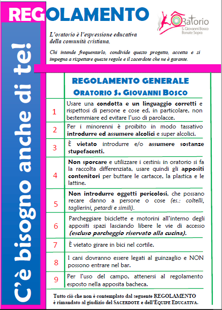 Regolamento Oratorio
