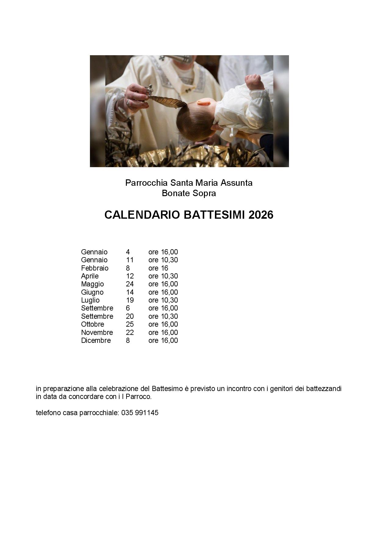 DATE BATTESIMI 2026